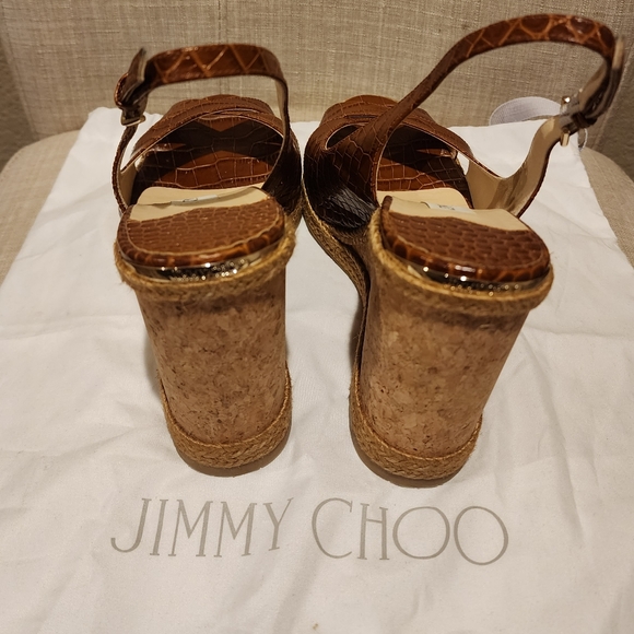 Jimmy Choo Amely 105 Wedge Sandal - Brown Crocodile - Authentic - 9.5US/41EU - Picture 5 of 5
